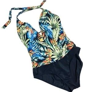 Jantzen tropical leaf print one piece swimsuit 14